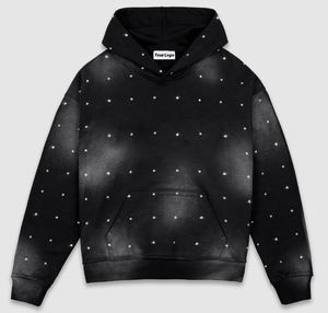 เสื้อฮู้ดแบบสวมหัวของผู้ชายขายดีดีไซน์พลอยเทียมสี100% 500ผ้า GSM ปรับแต่งได้สีดำมีฮู้ด - Product Image 1