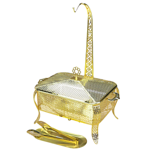 Nouveauté : Réchaud de buffet de luxe, forme ronde, couleur or rose, avec couvercle et crochet - Product Image 1