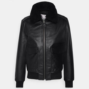 Veste d'hiver en cuir véritable pour homme, de haute qualité, personnalisée, avec lettrage en relief, style varsity, bomber, vente en gros, style hip-hop - Product Image 1