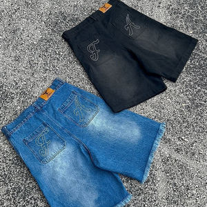 Salopette en jean pour homme, taille mi-haute, 100% coton, respirante, séchage rapide, écologique, diamants de couleur cristal, streetwear d'été - Product Image 2