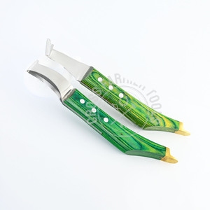 Equipo veterinario personalizado Ferrier Hoof and Loop Knife Set Gancho especial Corte suave Recorte Sharpe Agarre antideslizante Mango de madera - Product Image 4