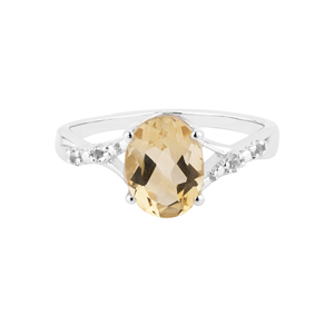 Shah Gems Women's Natural Citrine and White Topaz <b>Statement</b> <b>Ring</b> 925 Sterling Silver Everyday Wear Cut Stone - Product Image 2