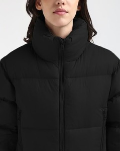 Custom High Quality Women Pockets <b>Black</b> Colour Cropped Bubble Puffer Jacket - Product Image 2