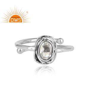 Bagues en argent Sterling 925 en cristal naturel, Quartz ovale, fabrication de bijoux en pierres précieuses - Product Image 2