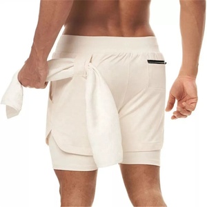 Short de gymnastique en Polyester uni à séchage rapide 2 en 1, Short d'entraînement avec poches - Product Image 2