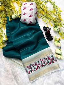 ผ้าส่าหรีลายมะละกอแบบใหม่สำหรับผู้หญิง เนื้อผ้านุ่ม น้ำหนักเบา เหมาะสำหรับงานแต่งงาน มีสินค้าพร้อมส่ง - Product Image 3