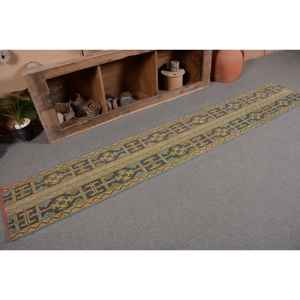 Village Green Classic Área grande 1,6 X 9.7ft Alfombra amarilla Vintage Lana turca Látex Rectángulo Patchwork para pasillo Alfombra de habitación - Product Image 5