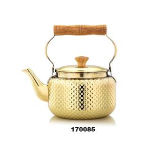 Vente chaude martelé argent acier inoxydable thé bouilloire Pot avec manche en bois thé Pot de service pour la maison hôtel Table à manger décor - Product Image 2