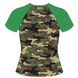 เสื้อยืดแขนแร็กแลนลายพราง 08 Legacy สไตล์สมาคมนักศึกษาหญิงกรีก สีชมพูและเขียว สำหรับผู้หญิง  ชุดลำลองมีสไตล์สำหรับนักศึกษาหญิงกรีก - Product Image 2