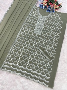 Costume semi-cousu en fausse georgette avec fil de coton brodé lourd et travail de séquence parfait pour toutes les occasions - Product Image 6