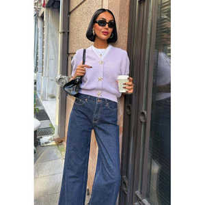 Cardigan en tricot boutonné doré style décontracté Asterya 5182 - Product Image 4