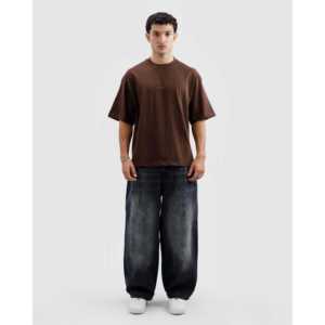 T-shirt essentiel en coton 100% brun, 280 grammes, jersey, style hip-hop, logo et graphismes imprimés, t-shirts imprimés par un designer - Product Image 2