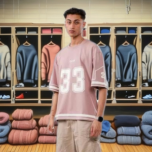 Maillot de football américain personnalisé à col en V, imprimé par transfert thermique, style hip-hop, avec bretelles réglables, manches courtes, séchage rapide et respirant - Product Image 3