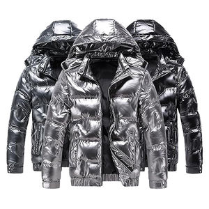 OEM <b>Men's</b> Winter Coated Long Stand Collar Zipper Closure Hooded Breathable Wool Liner Custom Logo High Street Puffer <b>Jacket</b> - Product Image 1