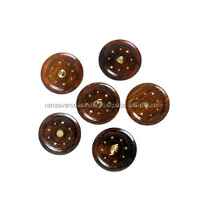 Porte-brûleur d'encens en bois avec incrustation en laiton pour décoration extérieure et intérieure - Product Image 1