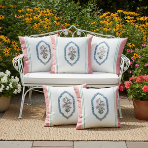 Funda de cojín de algodón hecha a mano Ruhani 16x16 pulgadas diseño bordado festivo étnico para el hogar - Product Image 1