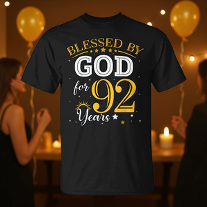 T-shirt vintage per ragazza di 92 anni, benedetta da Dio per 92 anni, t-shirt promozionale - Product Image 3