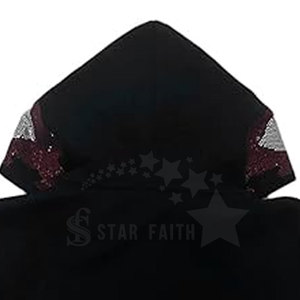 Sweat à capuche à paillettes élégant délavé à l'acide pour hommes basique surdimensionné coton mélangé pull sweat strass imprimé pour l'hiver Hip Hop - Product Image 5