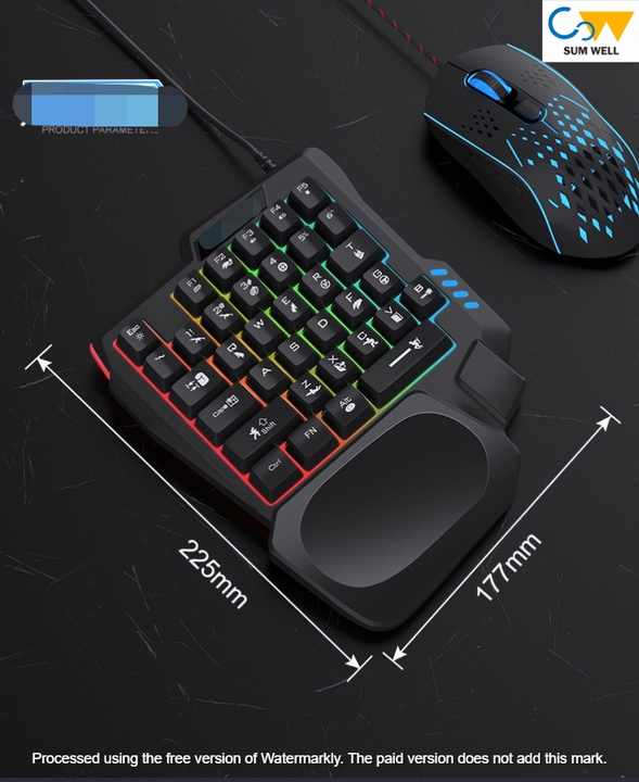 Single Hand Computer Keyboard Mechanical Keyboard E-Sports Game One-Handed Small Portable Green ...