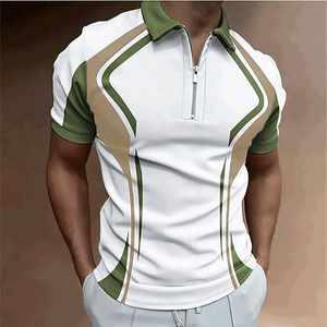 2023 Venta de verano poliéster algodón hombres Casual moda cremallera polos cremallera camiseta Polo camiseta cremallera - Product Image 2