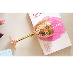 Vaso de cóctel de cobre puro Indian Art Villa, artículos de bar de metal para servir cerveza y whisky al estilo champán - Product Image 4