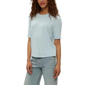 T-shirt décontracté pour femme en coton 100 % de haute qualité, motif uni, jersey teint, design compressé, col rond, manches courtes - Product Image 1