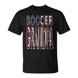 Camiseta de fútbol para abuelo, negra, unisex para adultos, cuello redondo, manga corta, deportes y juegos, serigrafía - Product Image 2
