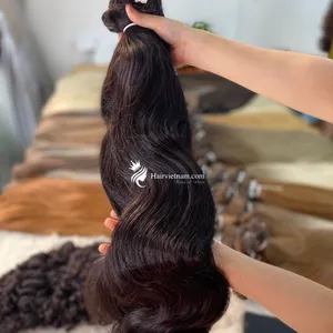 Natural wavy weft hair product made by 100% Vietnamese human hair weaves bundle human hair wigs