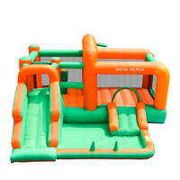 Château gonflable multifonction en tissu Oxford avec double toboggan et jeu de lancer de balles pour fêtes d'enfants en extérieur OEM