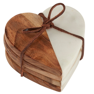 Juego de Posavasos Cuadrados de Mármol y Madera con Acabado Moderno de Materiales Mixtos para Decoración del Hogar y un Toque Contemporáneo en la Mesa - Product Image 3