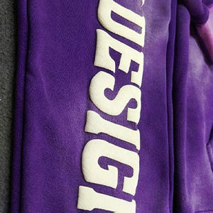 Custom Flared Bottom Acid Wash Puff Printring Sweatsuit <b>Distressed</b> Embroidery Chenille Patch Custom Made 2 Piece Sweatsuits - Product Image 5