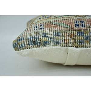 Oreiller en laine Patchwork Kantha floral Vintage bohème 12x12 pouces Beige coussin uni tissé décoratif coussin de sol 18x18 imprimé - Product Image 4