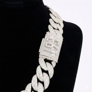 Collier Miami Cuban Link en argent sterling 925, style hip-hop de luxe, look glacé, bijoux tendance pour unisexe - Product Image 5