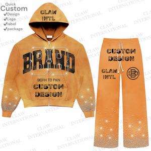 ชุดวอร์มและเสื้อฮู้ดสำหรับผู้ชายชุดวอร์มผ้าฝ้าย100% แบบสวมหัวมีฮู้ดสองชิ้น - Product Image 4