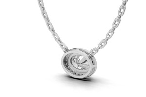 Pendentif halo en diamant ovale de 0,676 carat cultivé en laboratoire, collier de 15 diamants, or jaune, or rose, plaqué or 9K, 14K, 18K, luxe - Product Image 2