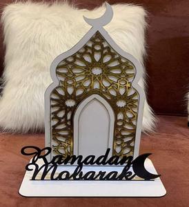 Ramadan Mubarak Decoration <b>Wood</b> Acrylic Mdf Mosque Arch Table Stand Home Eid Party <b>Ornament</b> Religious Festival Gift Sign Display - Product Image 1