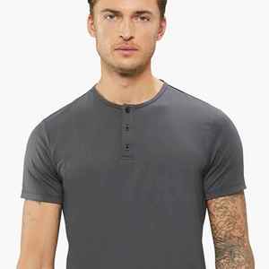 Hot Selling <b>Men's</b> 100% Cotton O-Neck <b>Henley</b> Full Sleeve Casual Tee <b>Shirt</b> for Spring & Fall Long Sleeves & Solid Design - Product Image 1