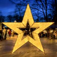 Sculpture lumineuse de Noël en forme d'étoile, taille personnalisée, étanche IP65, pour décorations festives intérieures et extérieures dans les parcs à thème et les stations balnéaires