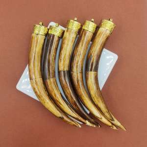 Colgante de diente de lobo natural al por mayor, dientes de animales chapados y abalorio de hueso turquesa para joyería para colgante - Product Image 1