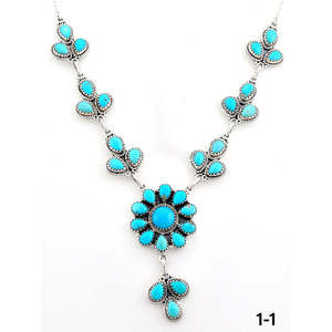 Collier en turquoise de Kingman du sud-ouest et argent sterling en forme de fleur pour les occasions de cadeaux - Product Image 2
