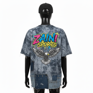 Nouveau design T-shirts en satin délavé à l'acide pour femmes Meilleure vente Col rond avec motif à carreaux Respirant Grande taille Conception de logo personnalisée Coton - Product Image 2