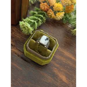 Navajo-<b>Crafted</b> Cultural Collectible White Buffalo & Sterling Silver Cast Ring Size 8.75 - Product Image 3