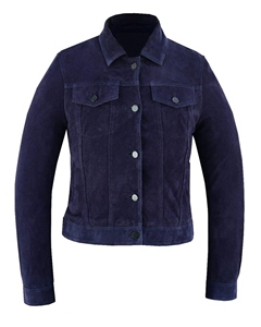 เสื้อเบลเซอร์หนังแกะแบบกระดุมสองแถวสำหรับผู้หญิง สีเขียวไหม หนังกลับ ย้อมสีพื้น ลายเรียบ กันลม ปิดกระดุม ฤดูใบไม้ร่วง ฤดูหนาว - Product Image 5