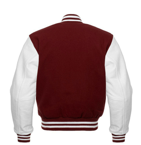 Servicio OEM, Chaqueta Universitaria Blanca/Roja con Logotipo Bordado Personalizado, Diseño Profesional Cómodo, Cuello Alto, Lona para Primavera - Product Image 2