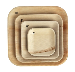 Service de vaisselle en feuilles de palmier d'areca respectueux de l'environnement, assiettes jetables rustiques avec texture de feuille de banane, vaisselle biodégradable pour les fêtes - Product Image 6
