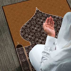 Tapis de prière islamique : Tapis de culte orange, lavable en machine, tapis imprimé, avec tapis à poils doux - Product Image 3