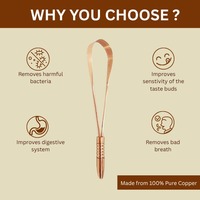 Grattoir de langue en cuivre pur de qualité supérieure avec étui, facile à utiliser, nettoyant de langue pour adultes pour les soins bucco-dentaires et l'hygiène