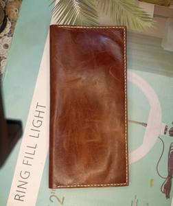 Custom Men's Slim Leather <b>Wallet</b> Long Minimalist <b>Smart</b> Card Holder Open Closure RFID Feature Polyester Lining Candy - Product Image 1