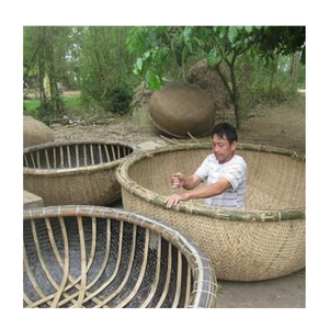 Barco de bambú vietnamita Coracle, cesta de pesca redonda hecha a mano, barco para transporte acuático - Product Image 4