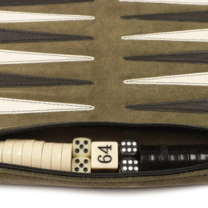 Foldable Eco-Friendly Leather <b>Backgammon</b> Board Set with Red White Black Checker Design Unisex Family Game Accessory - Product Image 3
